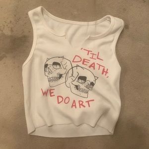 white cropped till death we do art tank